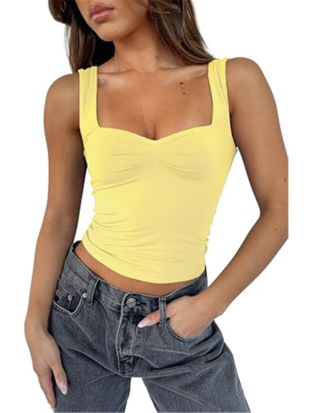 Women’s Pleated Bustier Crop Top Sleeveless Backless Sweetheart Neck Tank